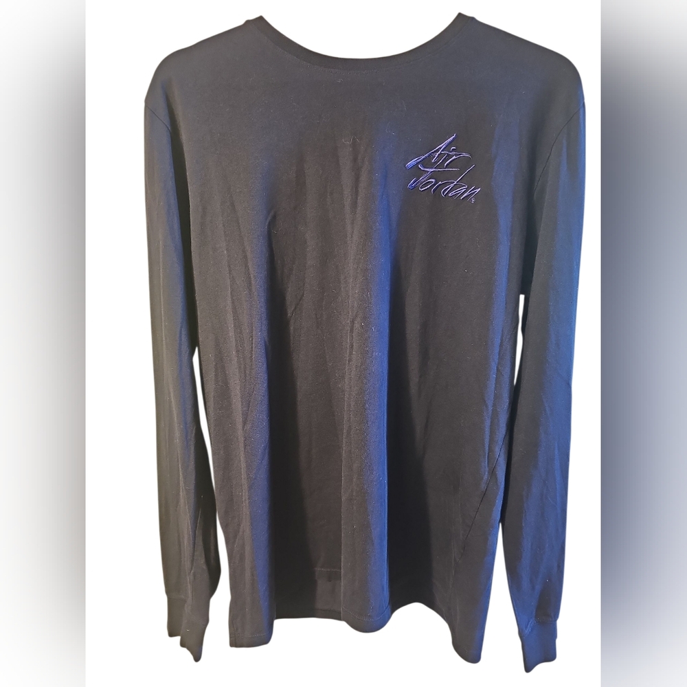 AIR JORDAN Navy Blue Long Sleeve T-shirt, Men's, Size L